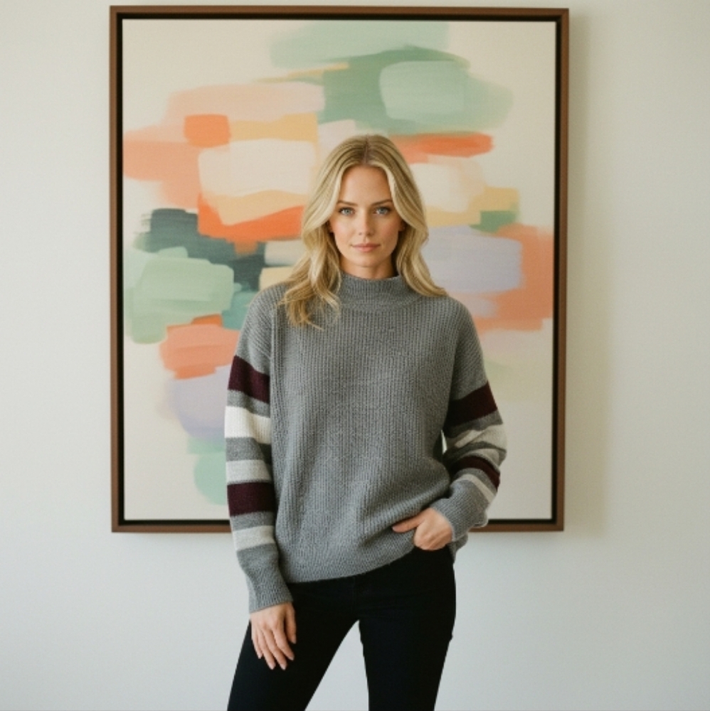 Nine West Womens Gray Sweater Size Large